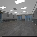 Luxury Hotel Lobby With Reception Desk Marble Flooring Curtains Tables Chairs And Plants