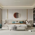 Modern Bedroom Interior Design With Comfortable Bed Decorative Mirror Nightstands And Pendant Lights