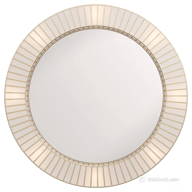 Modern Elegant Round Mirror With Sunburst Geometric Frame For Wall Decor 3d model 