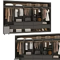 Modern Wardrobe Interior Organization With Multiple Hanging Rods Drawers Storage Boxes Bags And Shoes