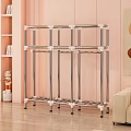 Fabric Wardrobe With Multi Layer Hanging Clothes Storage Boxes Bottom Shoe Rack Decorative Curtain Doors