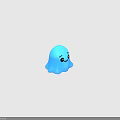 Cute Blue Cartoon Ghost Character With Smiling Face And Round Design Features 3d model
