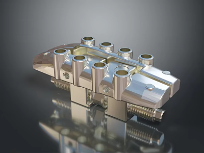 Durable Metal Hydraulic Component With Multiple Holes And Bolt Connections 3d model