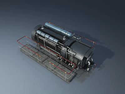 3D Rendered Industrial Swing Door for Pressure Vessel with Metal Frame and Pipes 3d model