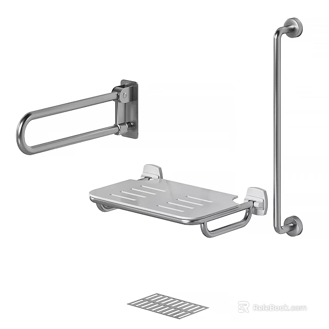 Stainless Steel Bathroom Grab Bar And Shower Shelf For Safety And Storage 3d model 
