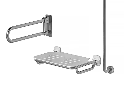 Stainless Steel Bathroom Grab Bar And Shower Shelf For Safety And Storage 3d model