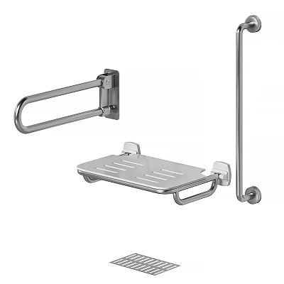 Stainless Steel Bathroom Grab Bar And Shower Shelf For Safety And Storage 3d model