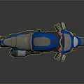 Blue Sports Motorcycle With Streamlined Body Gray Seat And Orange Accents Design