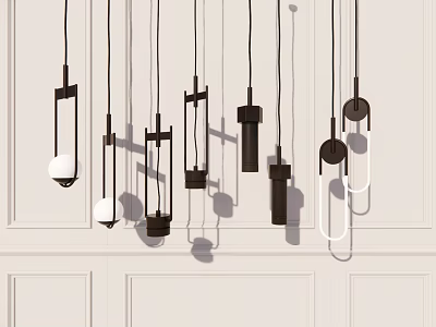 Stylish Hanging Modern Pendant Lights With Sleek Black And White Design For Contemporary Interior Spaces 3d model
