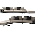 Modern Gray Sectional Sofa With Black Accent Pillows And Side Tables 3d model