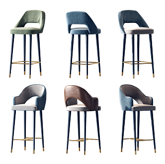 Light Luxury Bar Chair Bar Chair Combination 3d model