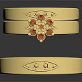 Two Elegant Gold Rings With Red Decorative Top For Daily Use Accessories