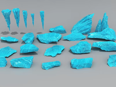 Blue Rockery Stones With Irregular Shapes Pointed Tops And Textured Surfaces 3d model