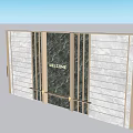 Modern Feature Wall Design With Marble Panels Metal Strips And Welcome Sign