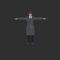 Man Wearing Trench Coat And Hat With Arms Outstretched In Standing Pose