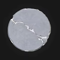 Circular Gray Stone Wood Piece With Natural Cracked Surface And Wood Grain Texture