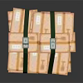 Stacked Wooden Crates On Wooden Pallet Secured With Green Straps
