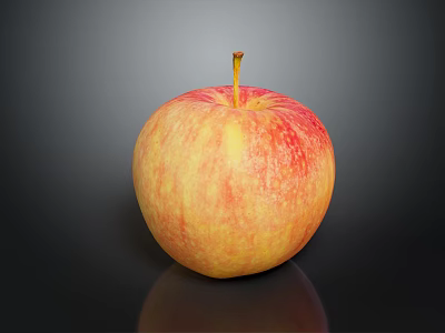 Fresh Red and Yellow Apple With Shiny Surface On Black Background 3d model