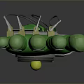 Green Mechanical Hand Shaped Household Item With Jointed Fingers And Yellow Ball In Palm
