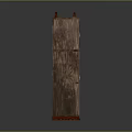 Sturdy Wooden Vertical Cabinet With Brown Wood Grain And Red Top Brackets