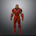 Red And Gold Iron Man Armor With Blue Chest Reactor Standing Pose On Gray Background