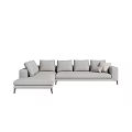 Light Gray Modern Sectional Sofa With Multiple Cushions For Living Room 3d model
