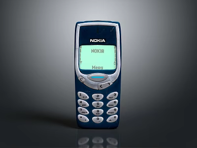 Classic Nokia 1000 Mobile Phone With Blue White Body Numeric Keypad And Menu Button 3d model