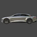 Modern Silver Electric Sedan With Sleek Exterior LED Headlights And Large Alloy Wheels