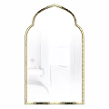 Arched Gold Framed Mirror With Bathroom Reflection And White Decor Elements 3d model