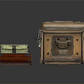 Vintage Wooden Storage Trunks With Small Decorative Boxes And Green Container For Home