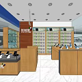 Modern Digital Store Interior With Bright Lighting Wooden Counter And Electronic Display Shelves