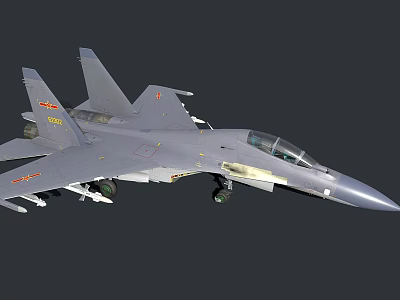 Modern Military Fighter Jet With Gray Body Red Markings Mounted Missiles And Cockpit 3d model