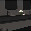 Upscale Dark Tone Modern Bathroom With Dual Vanity Sinks And Sleek LED Backlit Mirrors