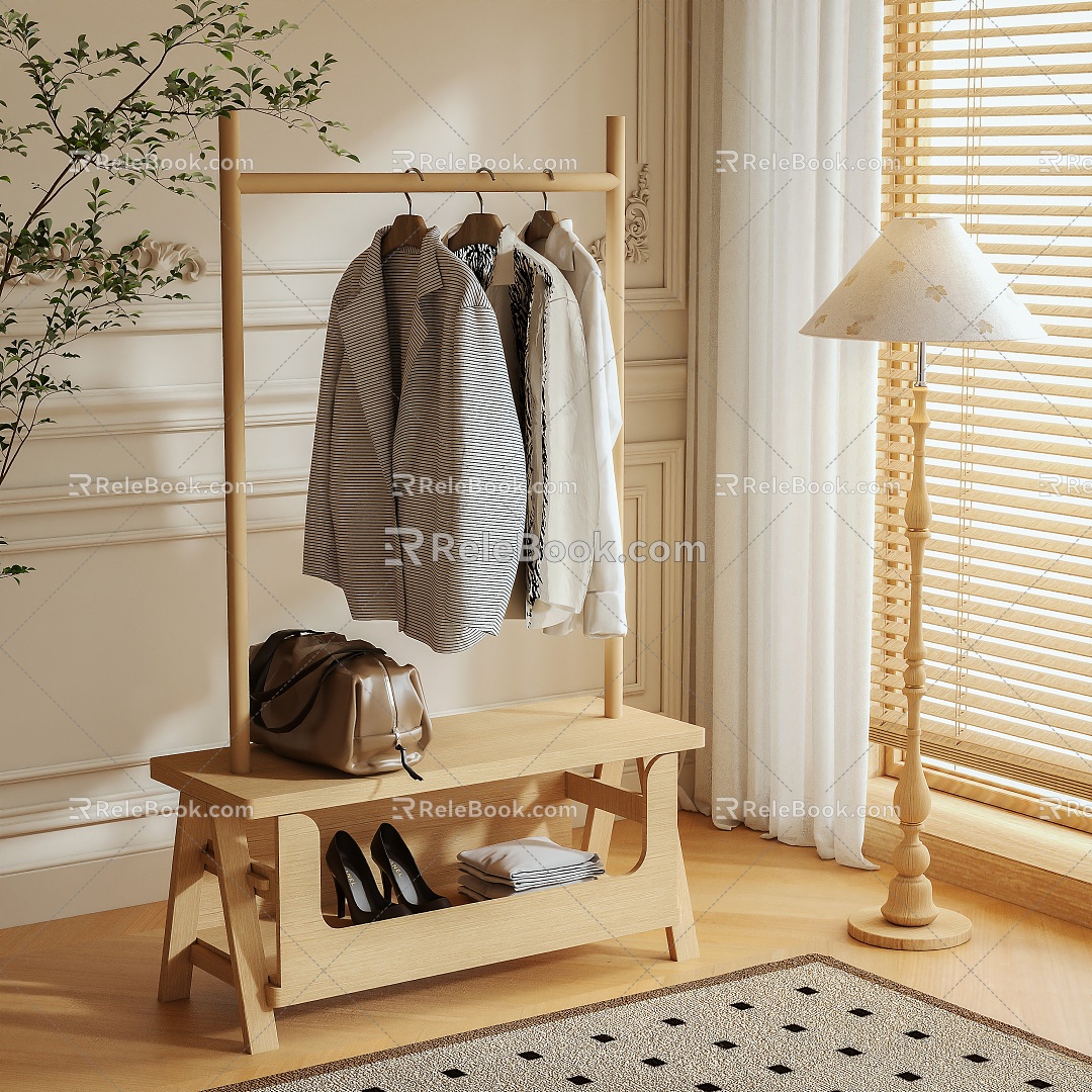 Log Style Hanger Coat Rack Floor Hanger 3d model