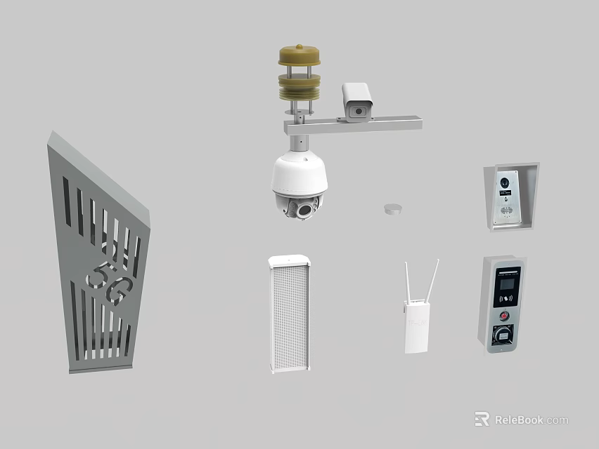 Projection Monitoring System With Security Camera Sensor Wireless Device And Control Panel 3d model 