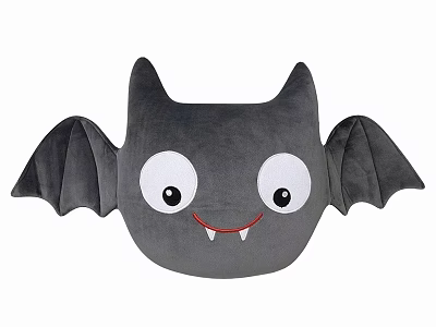 Cute Gray Bat Shaped Pillow With Big Eyes Smiling Face Small Fangs And Wings 3d model