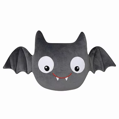 Cute Gray Bat Shaped Pillow With Big Eyes Smiling Face Small Fangs And Wings 3d model