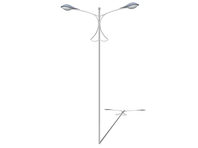 Outdoor Street Light With Double Arm Design And Metal Pole Structure 3d model