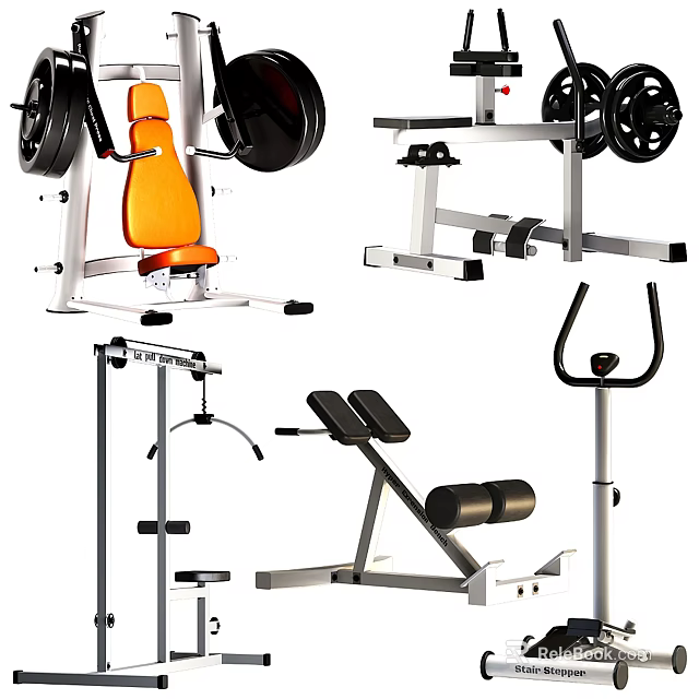 High Quality Home Gym Sports Equipment With Dumbbells Bench Barbells And Trainer 3d model 