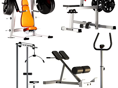 High Quality Home Gym Sports Equipment With Dumbbells Bench Barbells And Trainer 3d model