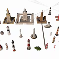Diverse Lighthouse Models Collection With Various Designs Colors And Styles 3d model