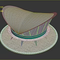 Modern Cultural Center Building With Curved Roof Green Band And Circular Base