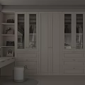 Elegant Modern White Wardrobe With Glass Doors Dressing Table And Clothes