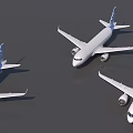 Large White Passenger Airplane With Smaller Green And Blue Airliner On Ground