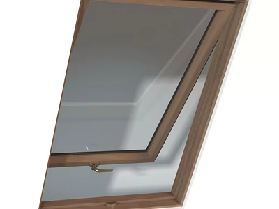Modern Casement Window With Wooden Frame And Double Glazed Glass For Ventilation 3d model