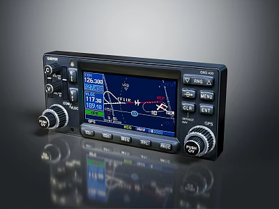 Vehicle Navigation Computer with Color Display Screen Control Knobs and Data Interface 3d model