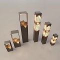 Modern Outdoor Lights With Various Heights And Decorative Lattice Patterns 3d model