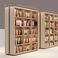 Two Light Wooden Bookcases With Multiple Shelves Filled With Colorful Books
