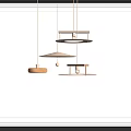 Modern Chandelier Designs With Circular Flat Shapes And Wooden Stone Elements 3d model