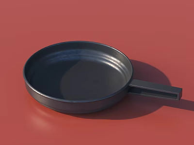 Black Frying Pan With Long Handle Essential Kitchen Cookware For Daily Cooking 3d model